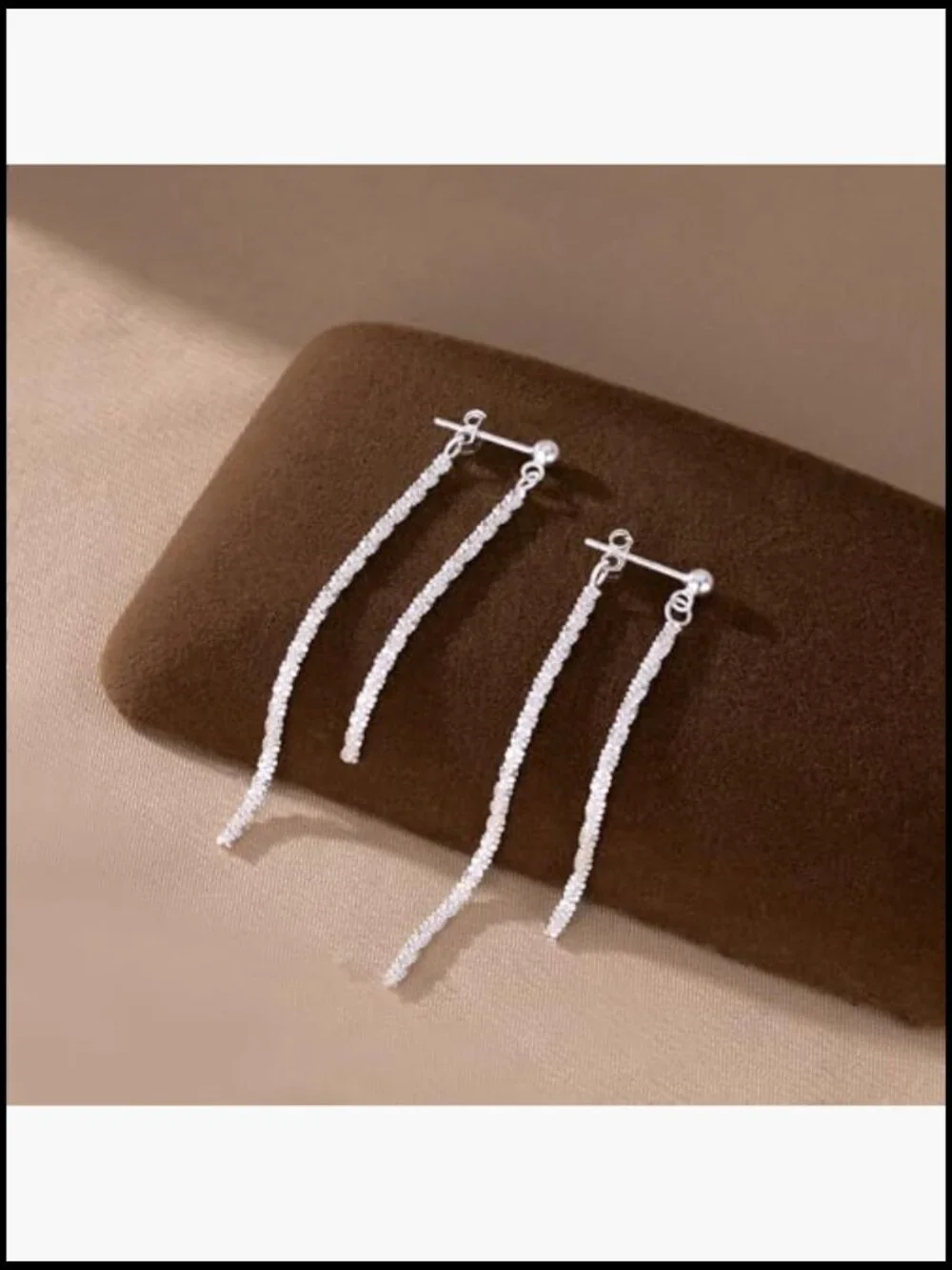 Sterling Silver Tassel Chain Dangle Earrings Minimalist Elegant Drop Style